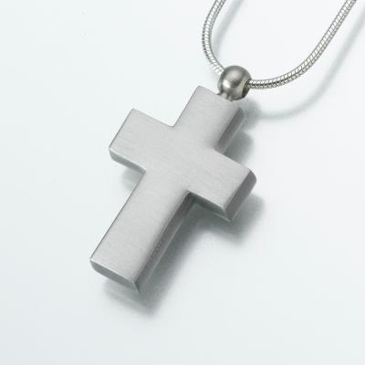 pewter satin finish cross cremation necklace pendant